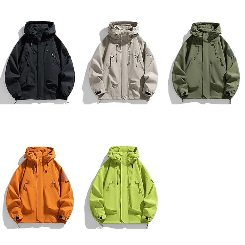 Mens Hooded Cargo Windbreaker Waterproof Softshell Hiking Jacket 6