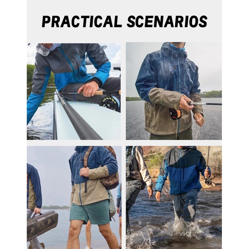 Mens Ultralight 3L Waterproof Wading Jacket Breathable Outdoor Rain Coat 9