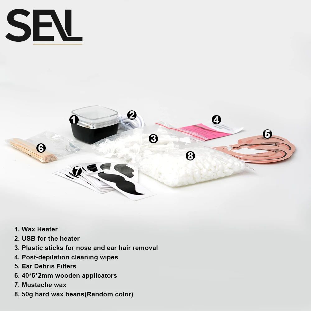 USB Wax Heater Machine Facial Nose Hair Removal Waxing Kit 8