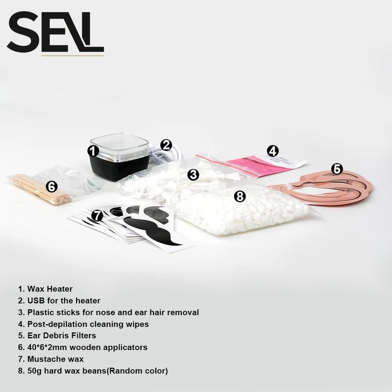 USB Wax Heater Machine Facial Nose Hair Removal Waxing Kit 8