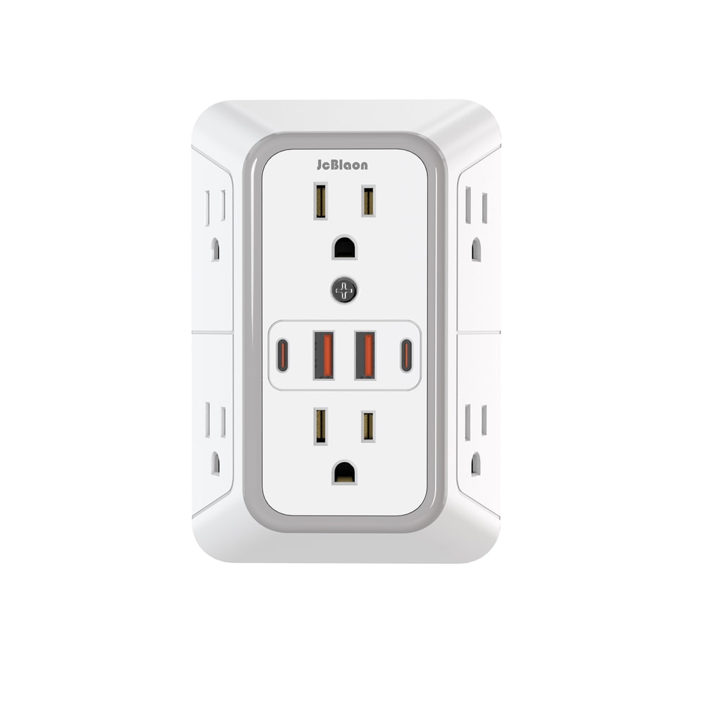 Universal Plug Power Strip with Surge Protection, 6 AC Outlets & 4 USB Ports (2 Type-C)