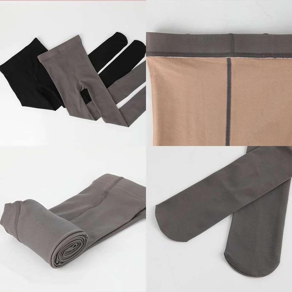 Womens High Waist Thermal Fleece Translucent Pantyhose Set 11