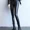 Womens High Waist Fleece Lined PU Leather Leggings 4