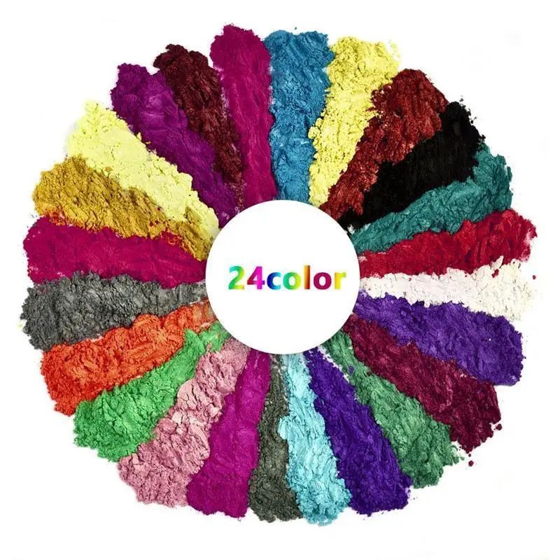 24 Color Pearlescent Mica Powder Resin Pigment Set 3