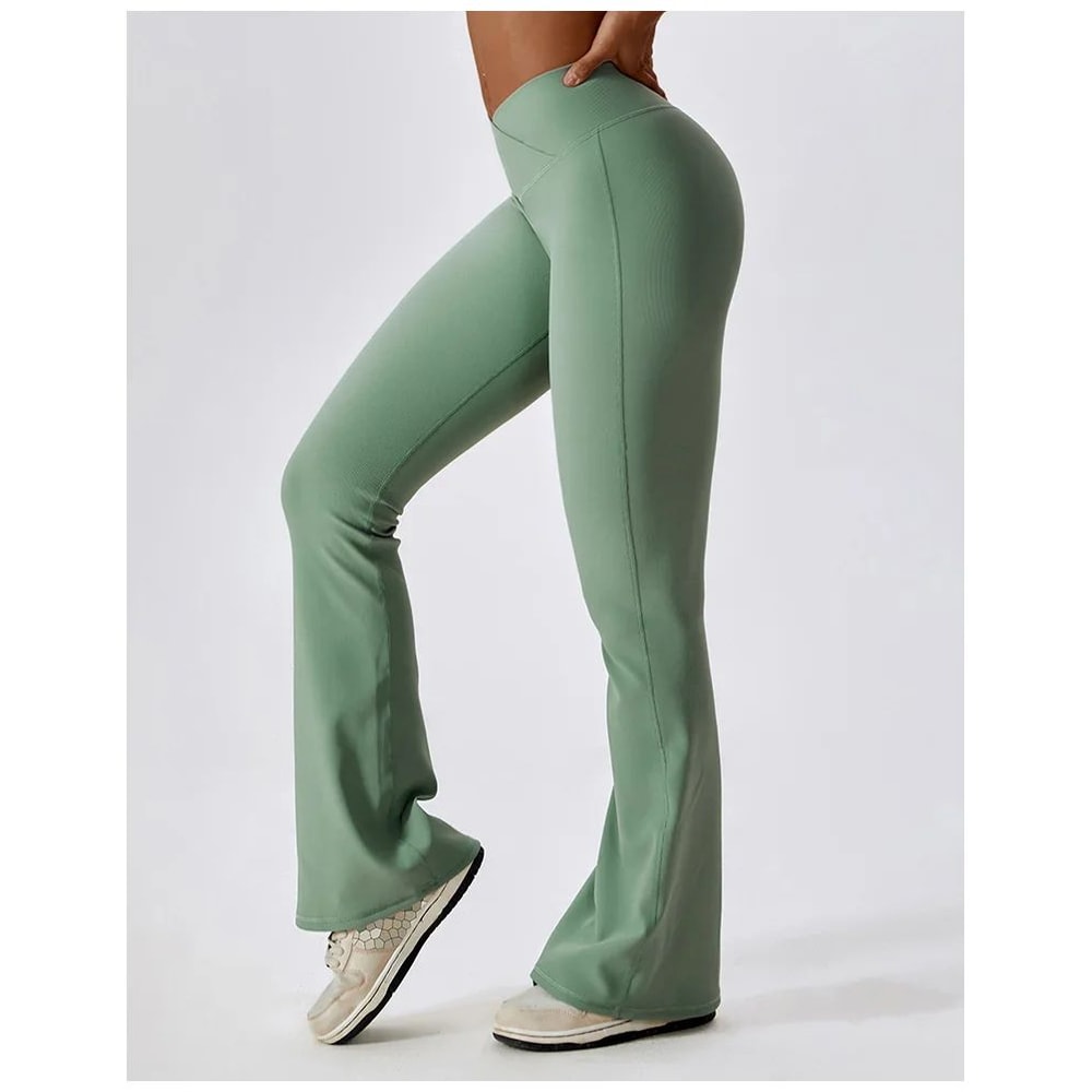 Womens High Waist Flared Yoga Fitness Leggings 13