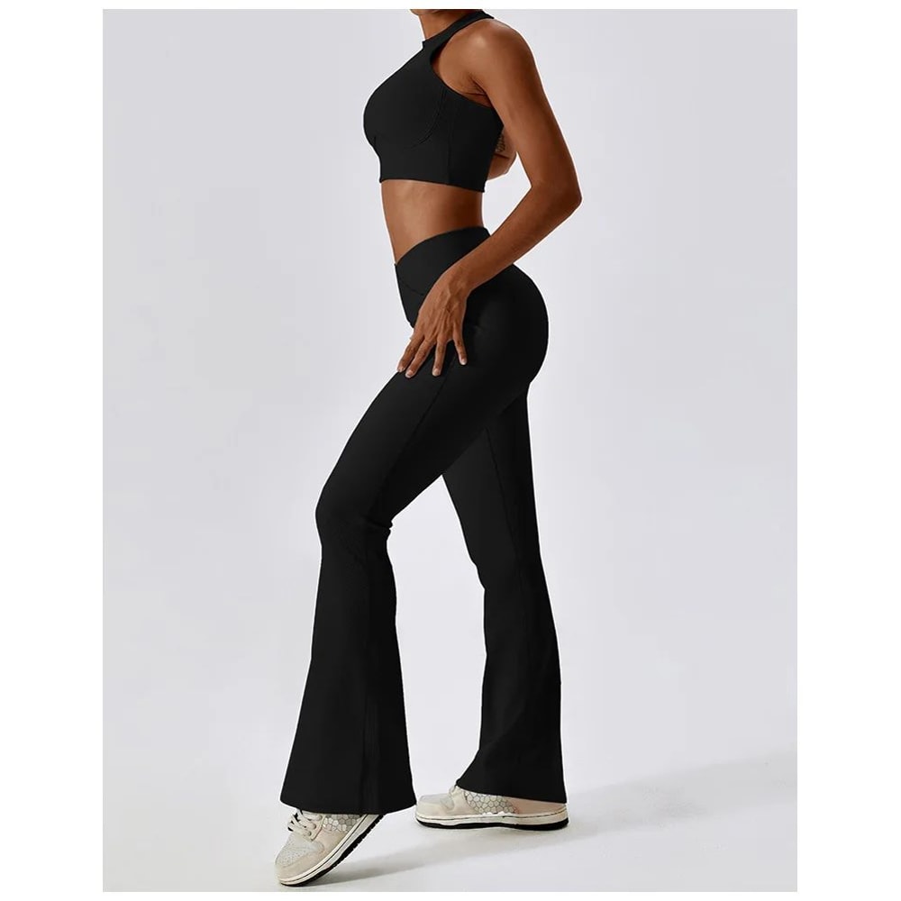 Womens High Waist Flared Yoga Fitness Leggings 15