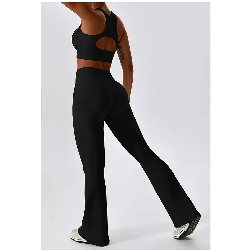 Womens High Waist Flared Yoga Fitness Leggings 16