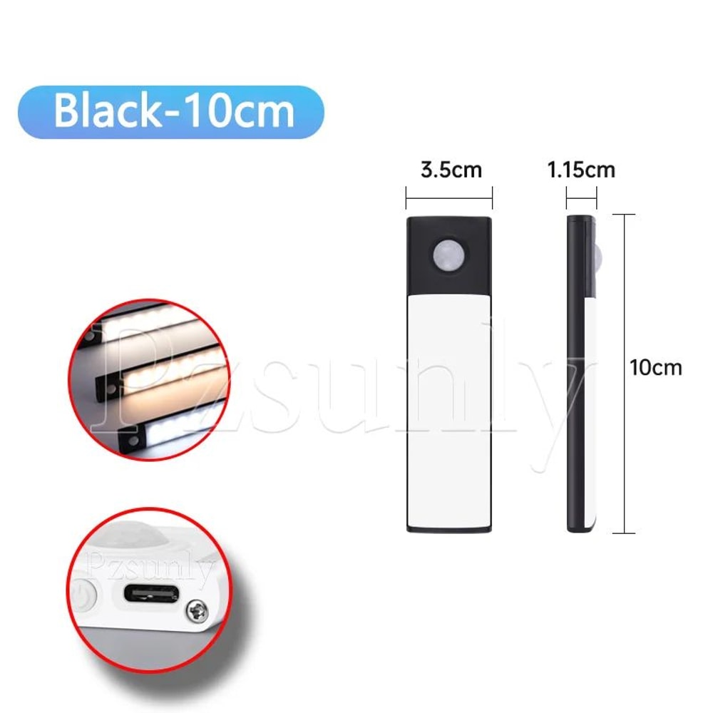 USB Rechargeable Motion Sensor LED Cabinet Light Bar 15