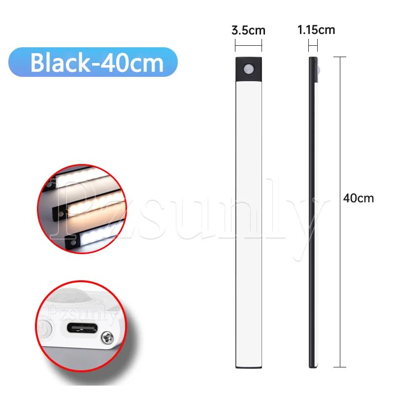 USB Rechargeable Motion Sensor LED Cabinet Light Bar 20