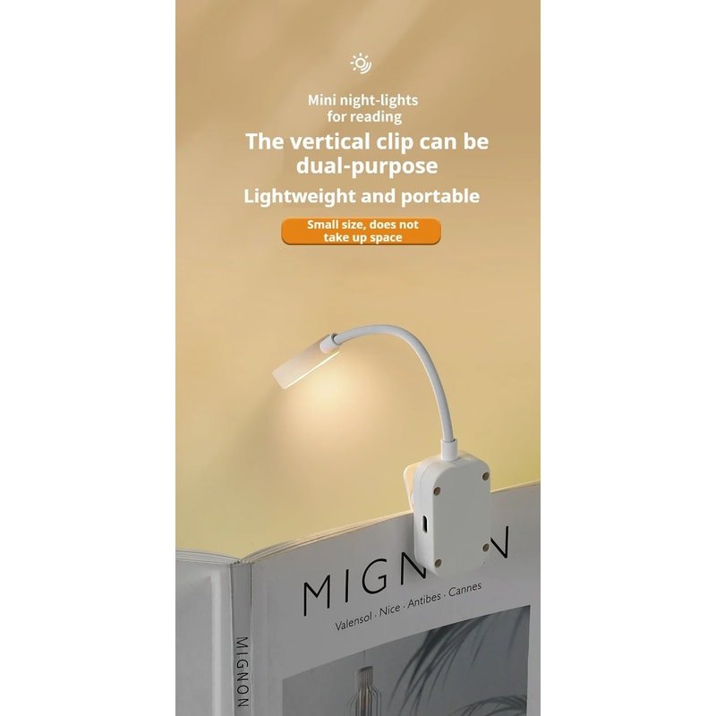 Mini LED Clip On Reading Book Light 8
