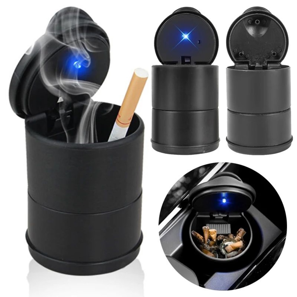 Portable LED Car Ashtray Cup Holder With Lid 0