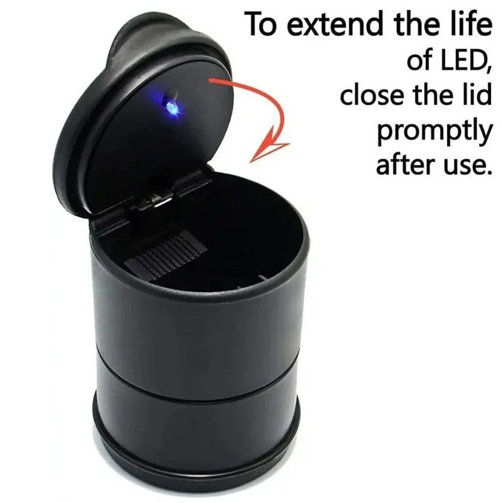 Portable LED Car Ashtray Cup Holder With Lid 2