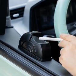 portable smokeless car ashtray door mounted with lid