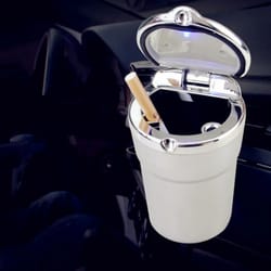 led car ashtray with lid portable cup holder trash bin