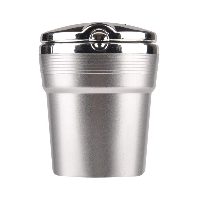 LED Car Ashtray With Lid Portable Cup Holder Trash Bin 5