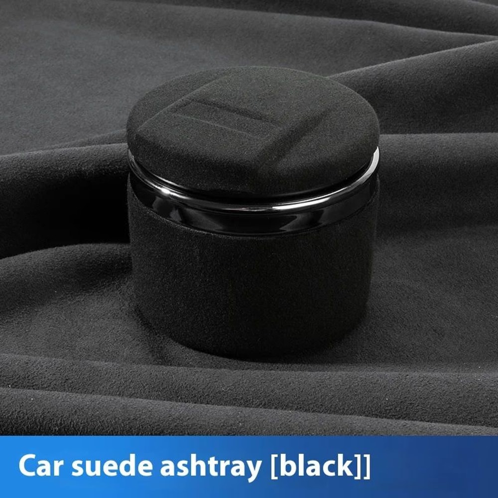Luxury Suede Leather LED Car Ashtray With Ceramic Liner 6