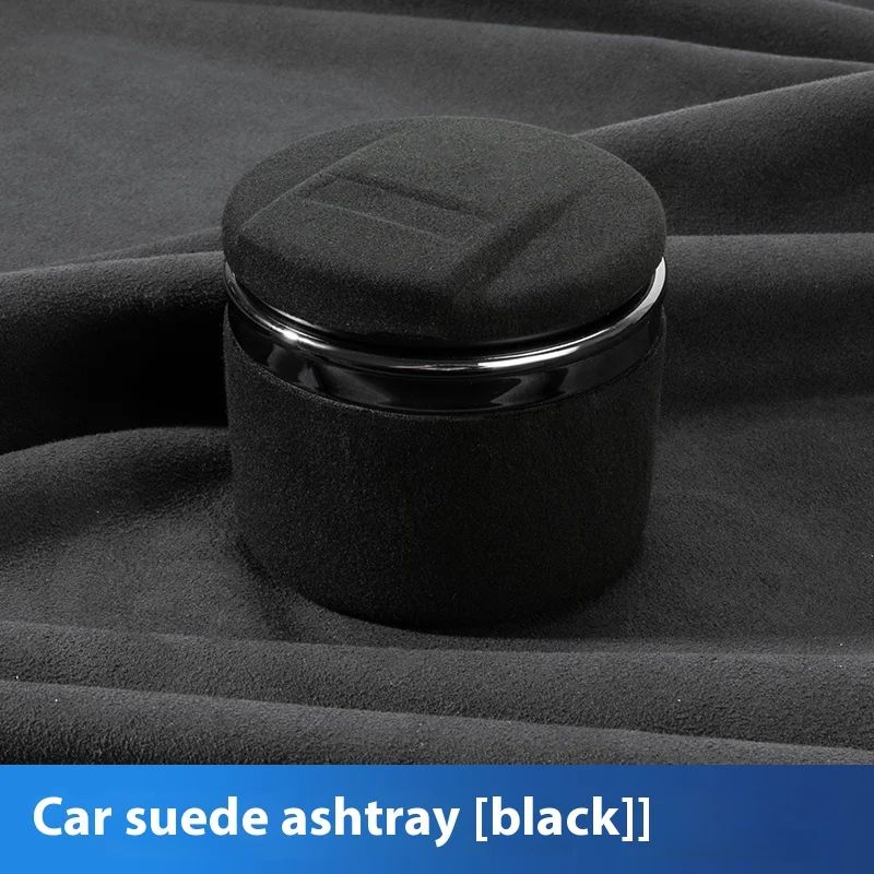 Luxury Suede Leather LED Car Ashtray With Ceramic Liner 6