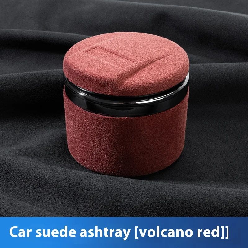 Luxury Suede Leather LED Car Ashtray With Ceramic Liner 7