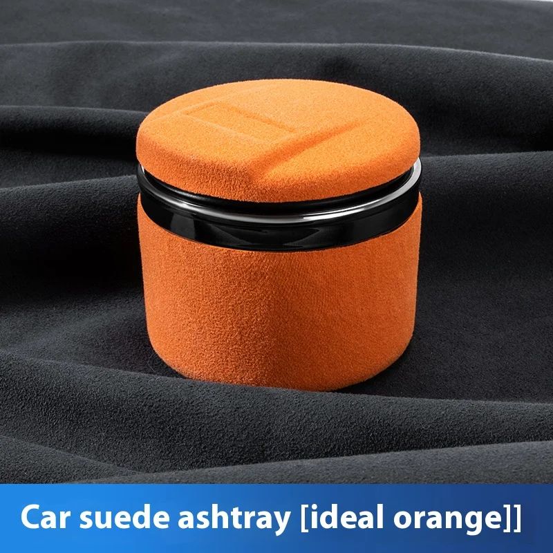 Luxury Suede Leather LED Car Ashtray With Ceramic Liner 8