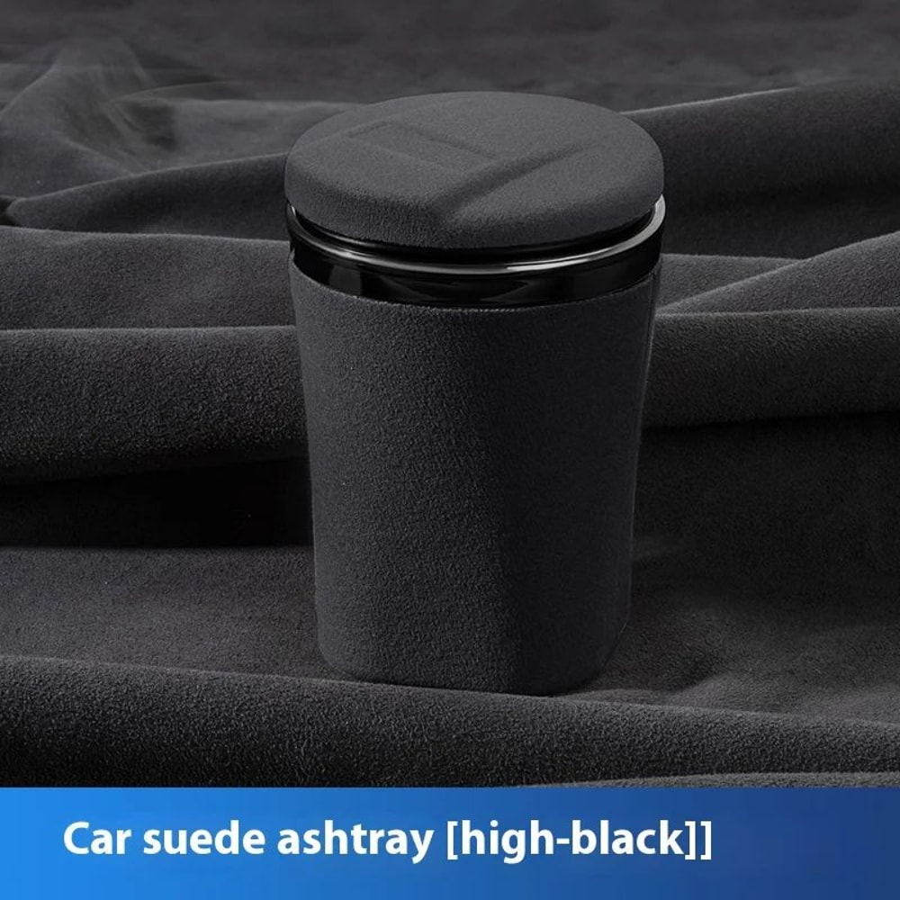 Luxury Suede Leather LED Car Ashtray With Ceramic Liner 9