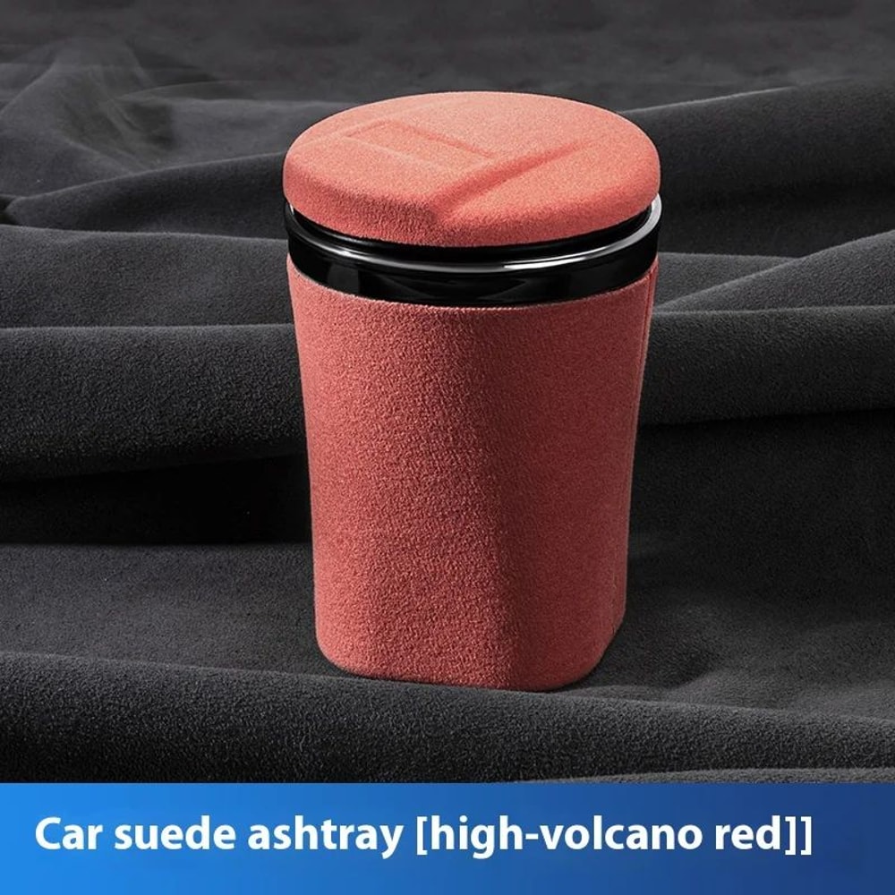 Luxury Suede Leather LED Car Ashtray With Ceramic Liner 10
