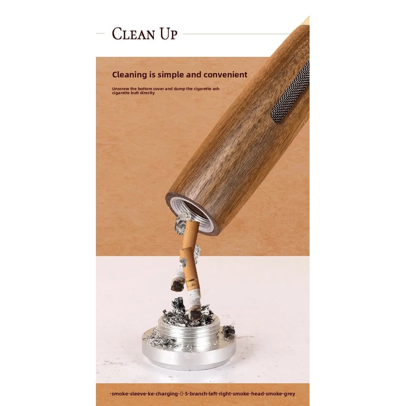 Portable Walnut Wood Car Ashtray With Filter 7