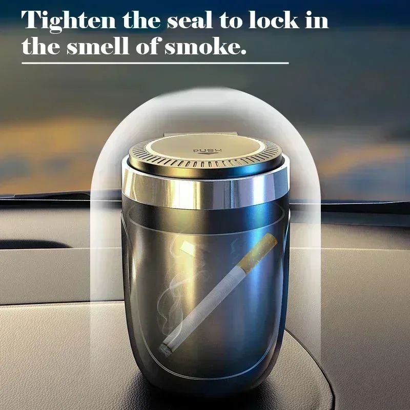 LED Portable Car Ashtray Cup Holder With Lid 1