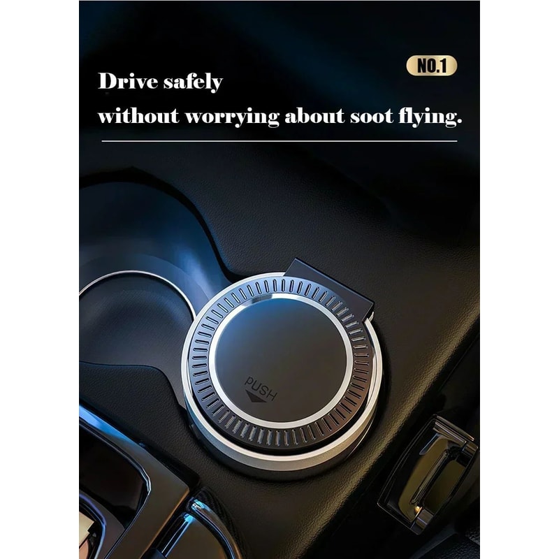 LED Portable Car Ashtray Cup Holder With Lid 7