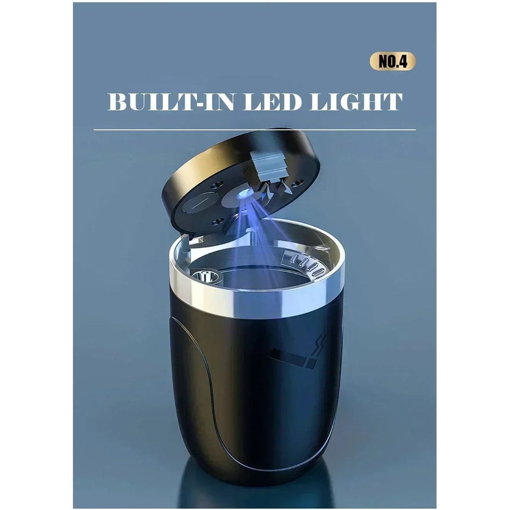 LED Portable Car Ashtray Cup Holder With Lid 9