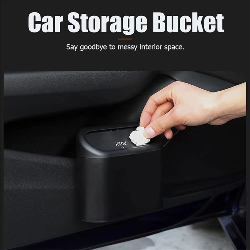 Mini Leakproof Car Trash Can With Lid 1