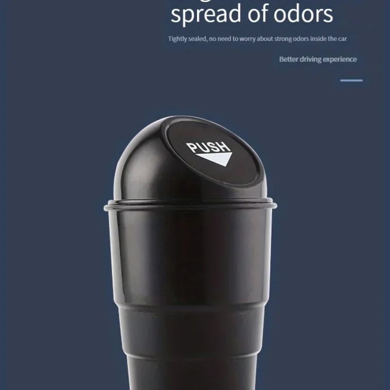 Round Car Trash Can With Lid Cup Holder Storage Bin 5