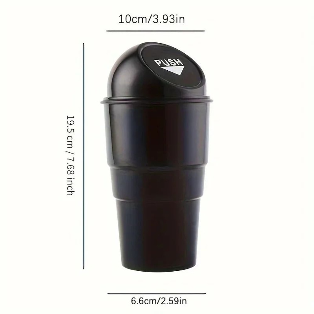 Round Car Trash Can With Lid Cup Holder Storage Bin 7