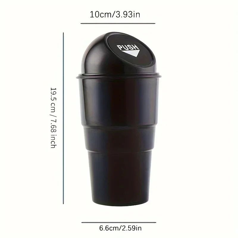 Round Car Trash Can With Lid Cup Holder Storage Bin 7