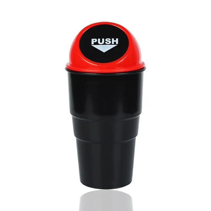 Round Car Trash Can With Lid Cup Holder Storage Bin 10