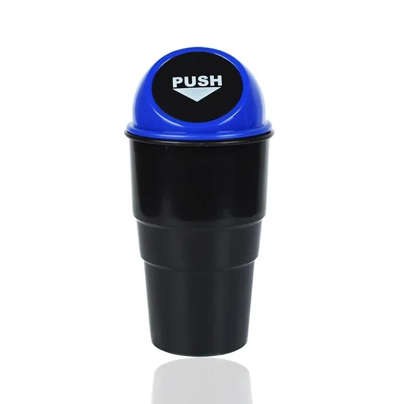 Round Car Trash Can With Lid Cup Holder Storage Bin 11
