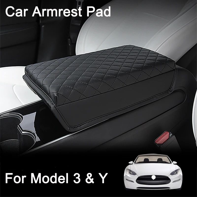 PU Leather Armrest Pad Cover For Tesla Model 3 Y 0