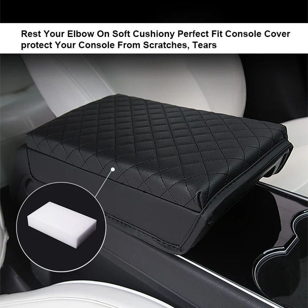 PU Leather Armrest Pad Cover For Tesla Model 3 Y 1