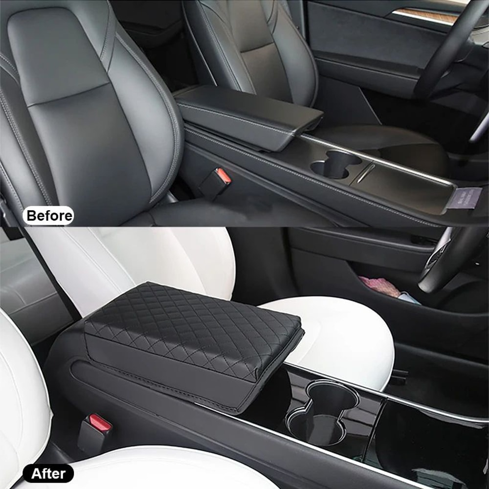 PU Leather Armrest Pad Cover For Tesla Model 3 Y 5