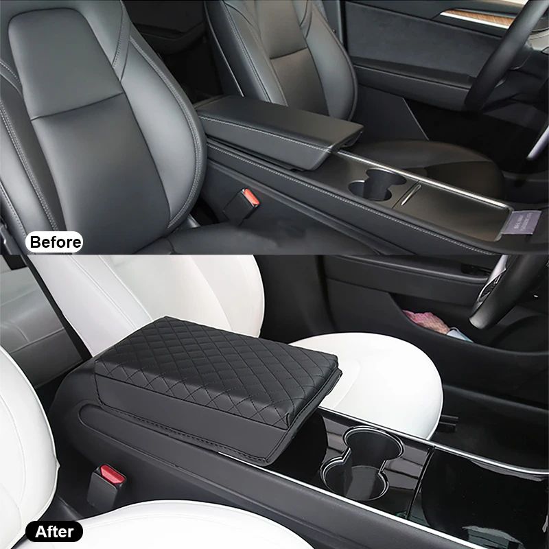 PU Leather Armrest Pad Cover For Tesla Model 3 Y 5