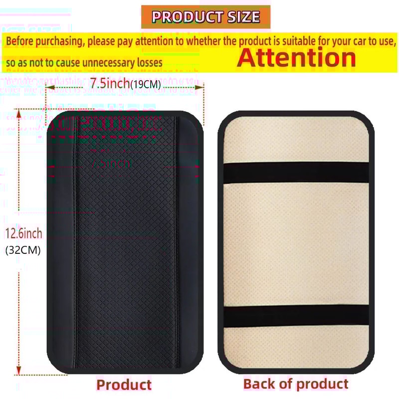 PU Leather Waterproof Car Armrest Cushion Pad 2