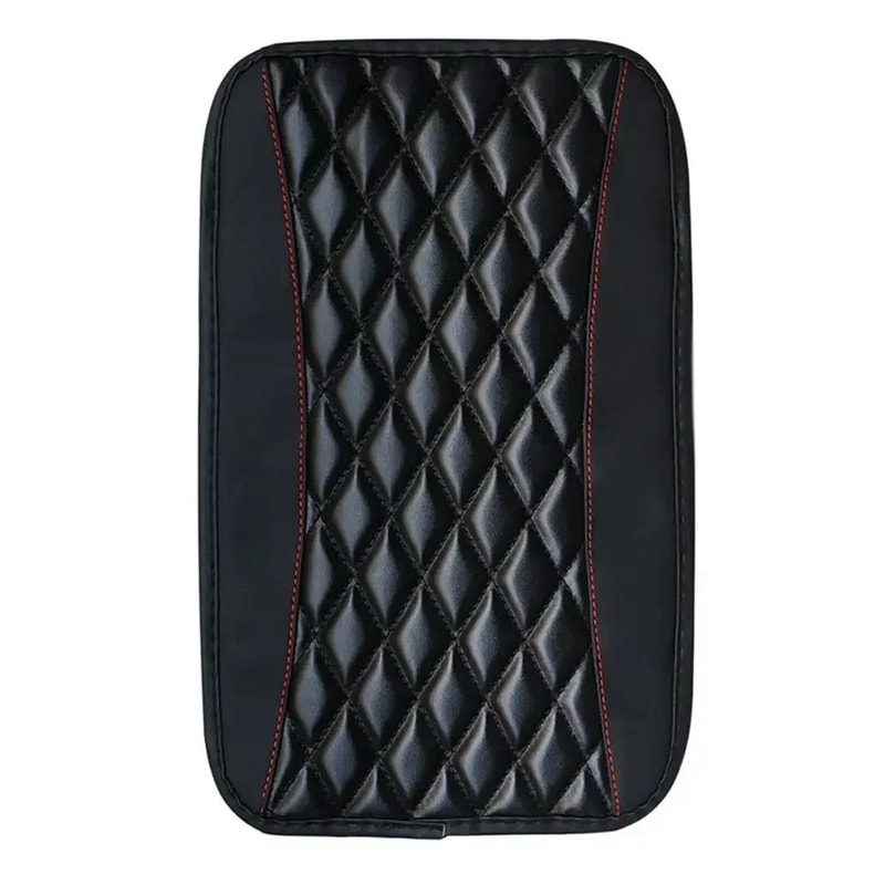 Universal PU Leather Car Armrest Cover Pad Black Red 7