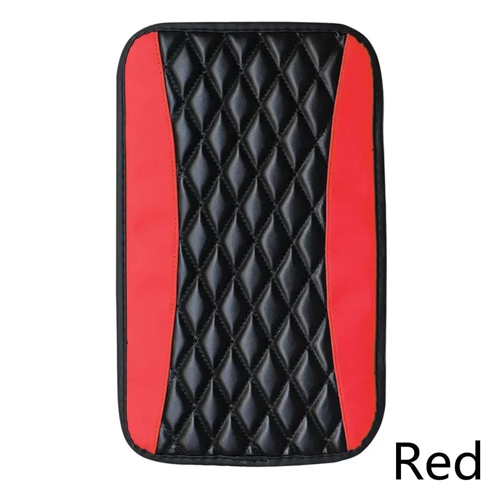 Universal PU Leather Car Armrest Cover Pad Black Red 8