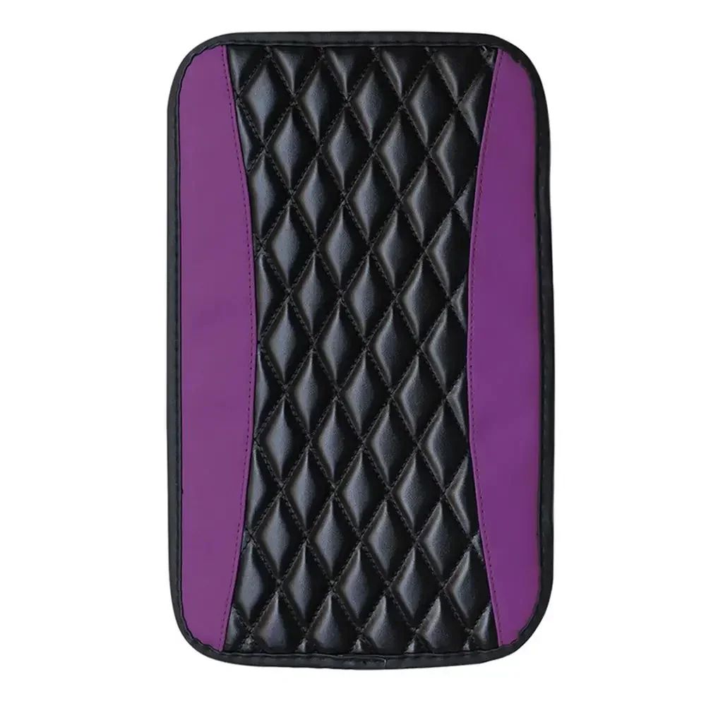 Universal PU Leather Car Armrest Cover Pad Black Red 9