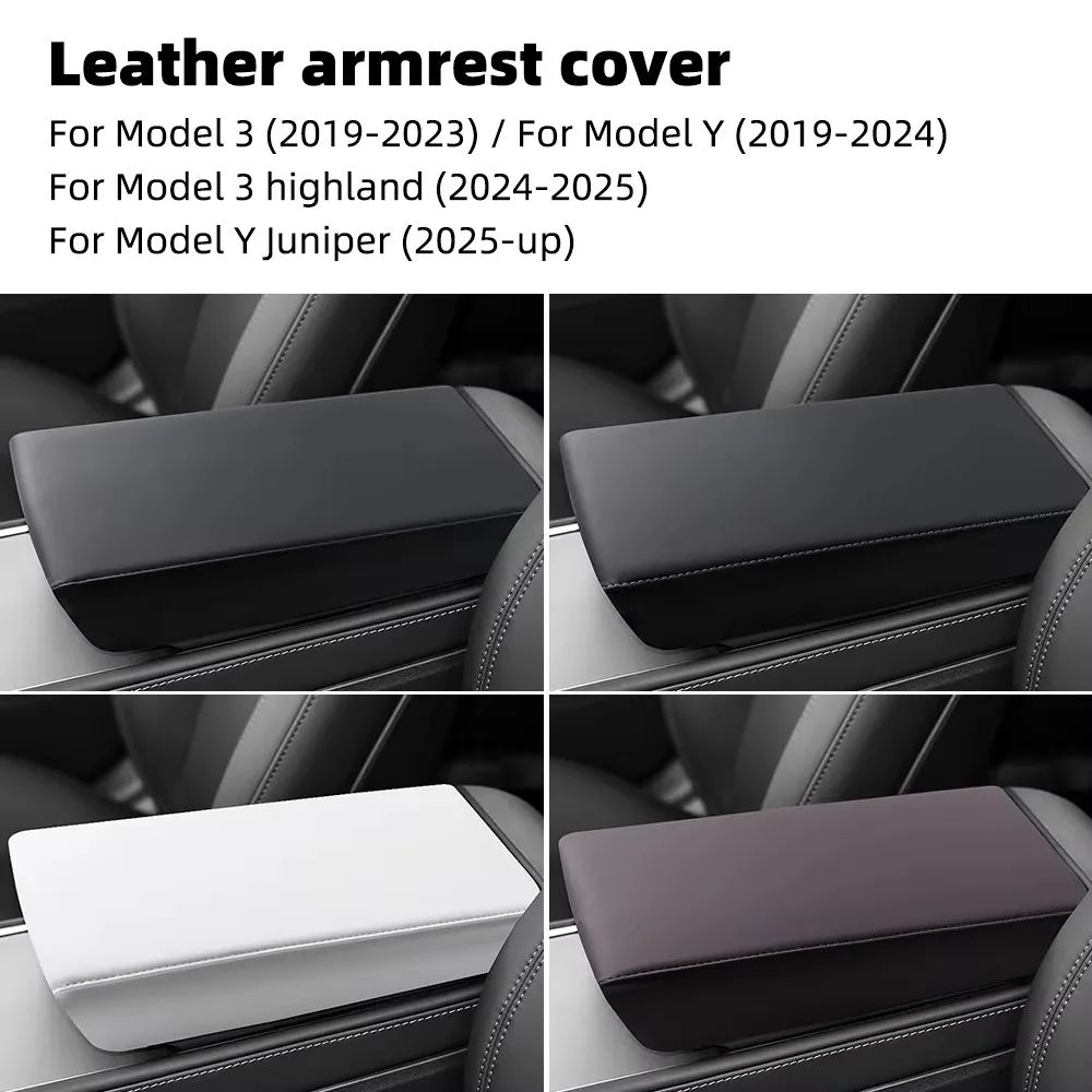 Tesla Model 3 Y Leather ABS Armrest Cover Lid 5