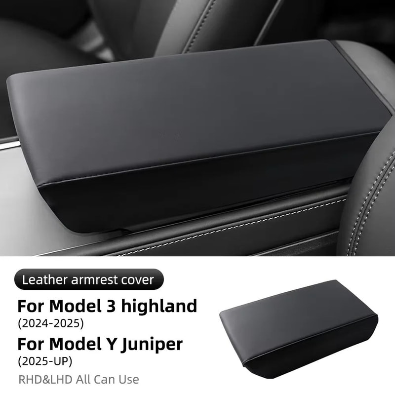 Tesla Model 3 Y Leather ABS Armrest Cover Lid 7