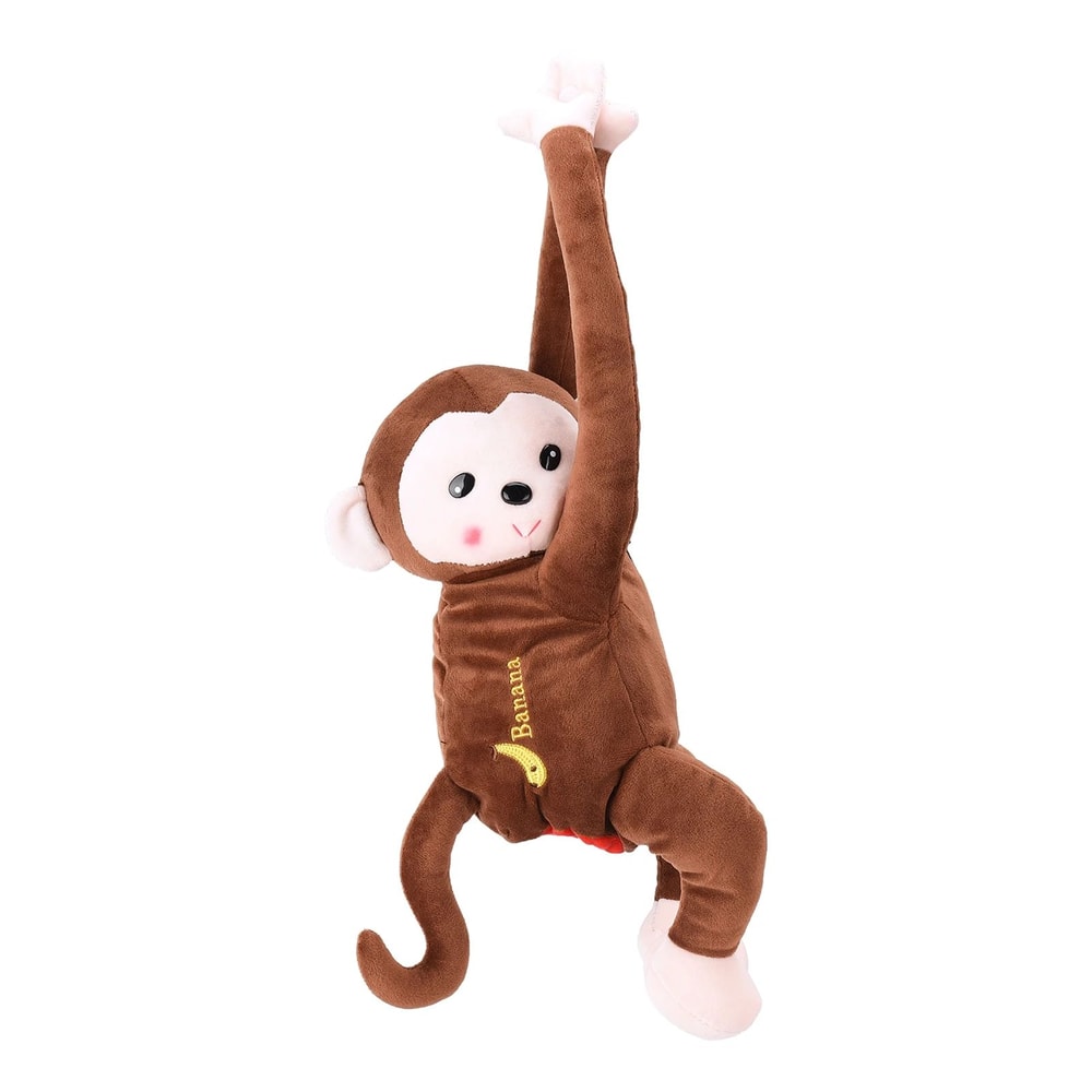 Cute Monkey Hanging Car Tissue Box Holder Coffee Color 1