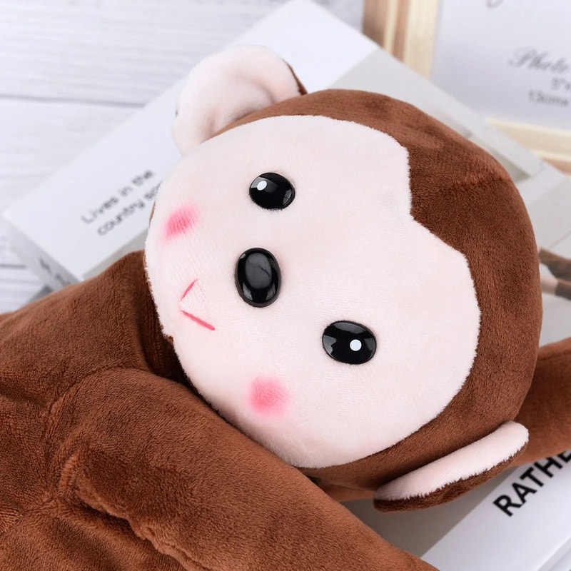 Cute Monkey Hanging Car Tissue Box Holder Coffee Color 3