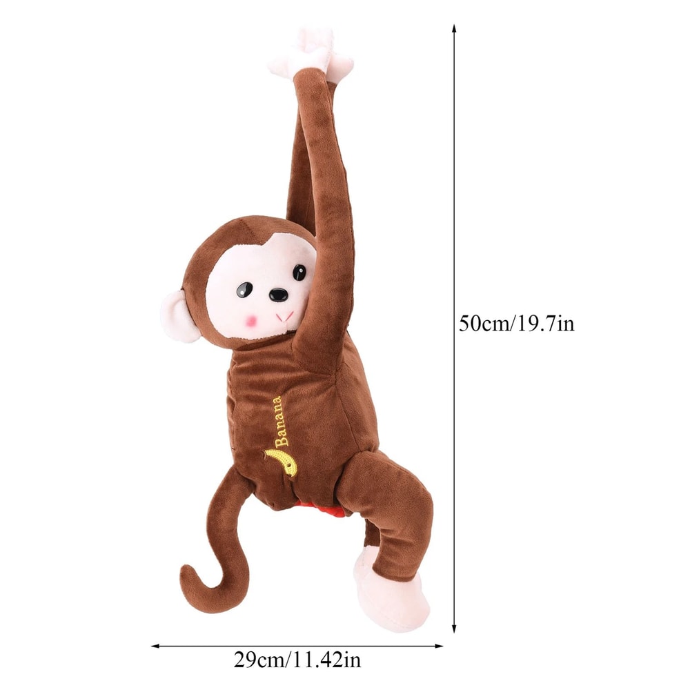Cute Monkey Hanging Car Tissue Box Holder Coffee Color 4