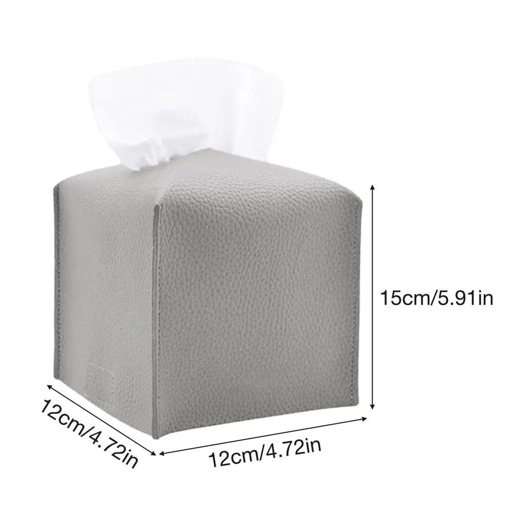 Retro PU Leather Square Tissue Box Cover Organizer 6