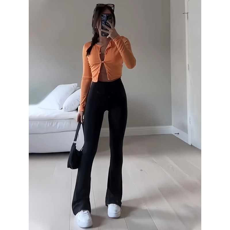 High Waist Bootcut Yoga Leggings Tummy Control Workout Pants 2